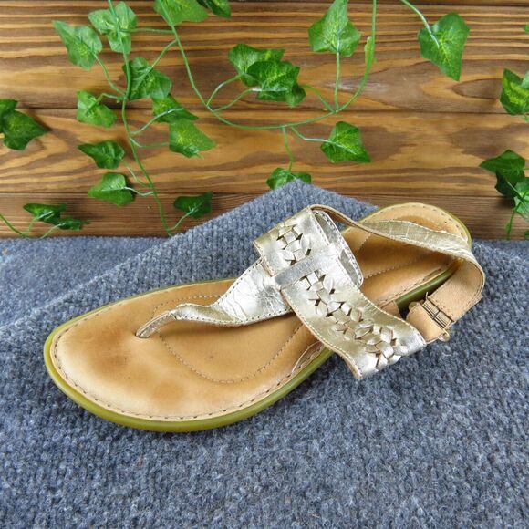 Born Women's Thong Gold Leather‎ Sz 8 Medium Used 2025 - Picture 1 of 6